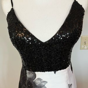 Black and white gown